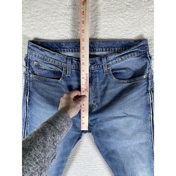 Levis 512 Jeans Mens 32x32 Blue Raw Hem Seams Faded 5 Pocket Distressed - Picture 6 of 16